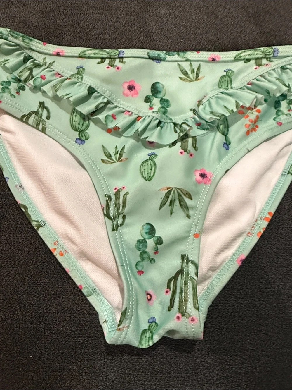 Girls two piece  Mint Green Cactus & Floral Bikini with Ruffle Trim